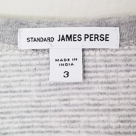 JAMES PERSE Raglan Pullover Sweatshirt Top Gray White Striped Cotton 3 L $145 - Picture 8 of 15